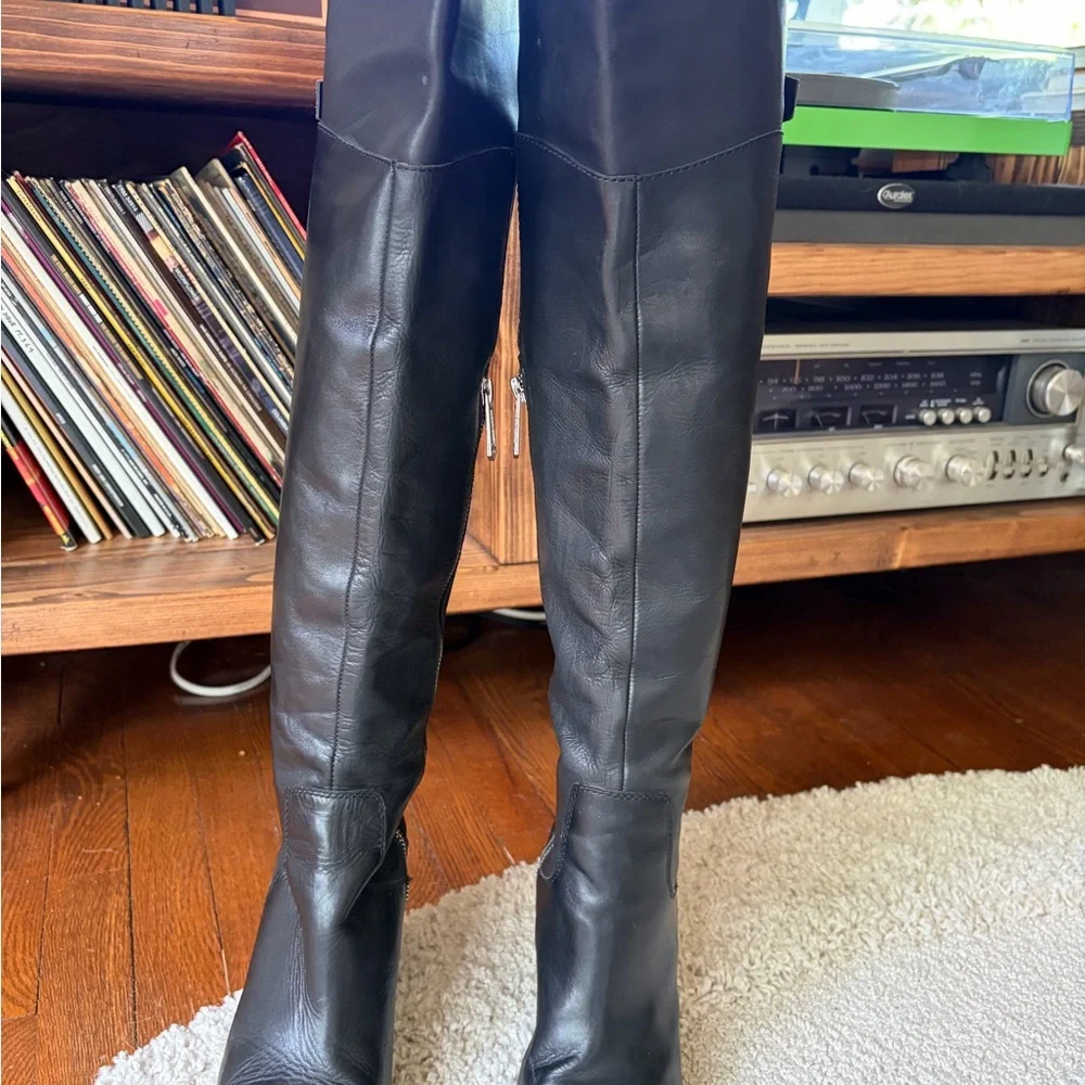 Donald Pliner Black Leather Over-the-Knee Boots Size 7.5